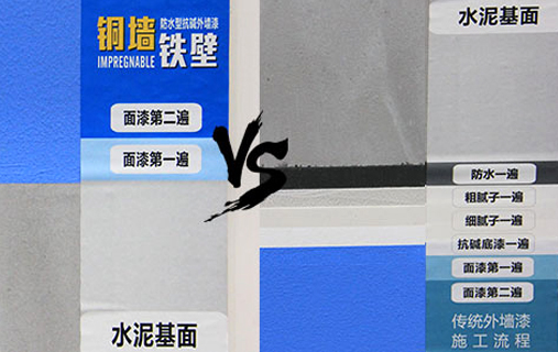 銅墻鐵壁防水抗堿外墻漆_鐵壁B系列性能：免抗堿底漆，直接水泥基面上施工